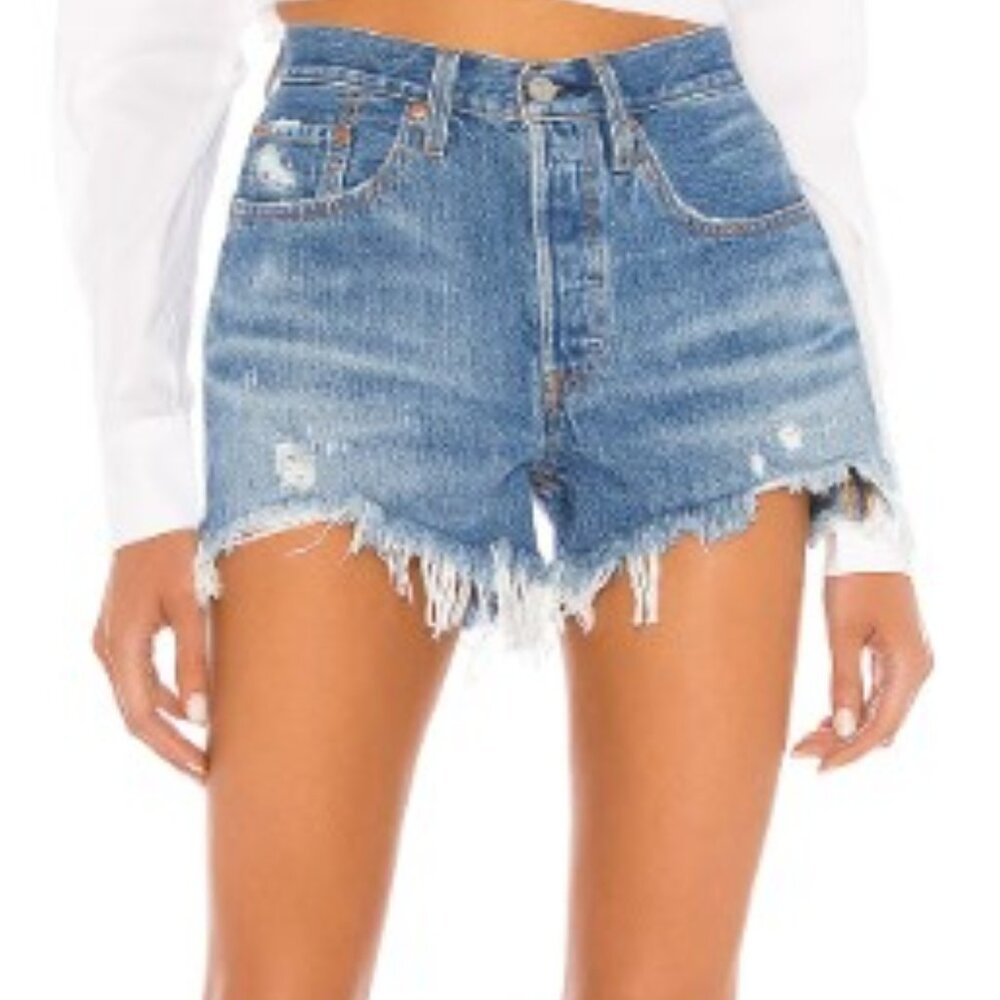 Levi's Premium 501 Raw Hem Jean Short, Capital E, 31x2, 12” in, NWT, $70 MSRP